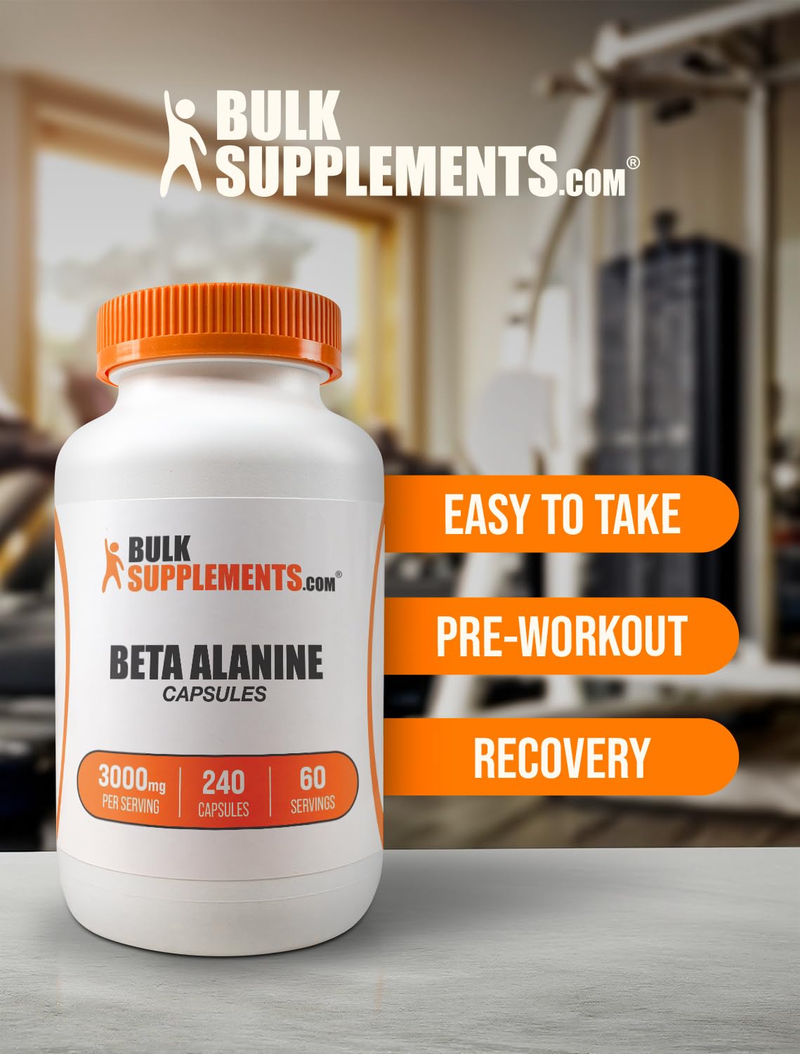 BulkSupplements.com Beta Alanine Capsules - Beta Alanine Supplement, Pre-Workout Supplement - Gluten Free, 4 Capsules per Serving, (3000mg), 240 Count (Pack of 1) - Image 5