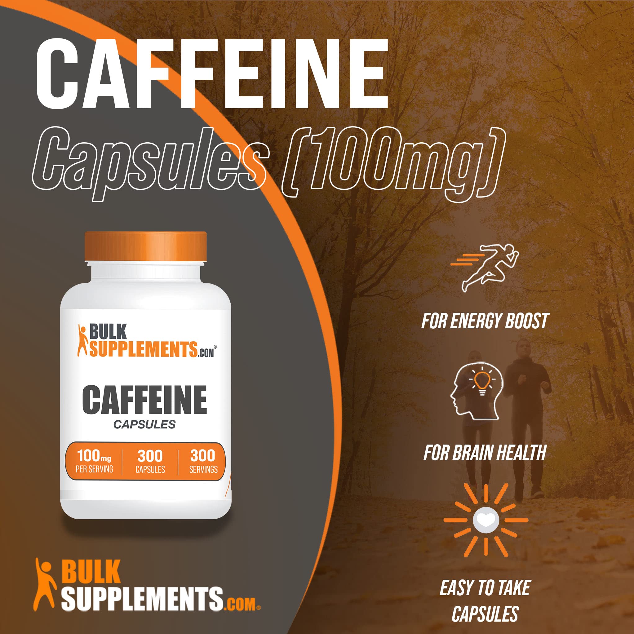 BulkSupplements.com Caffeine 100mg Capsules - Caffeine Supplements, Caffeine Pills 100mg - for Energy Support, 1 Caffeine Capsule per Serving, 300 Capsules (Pack of 1) - Image 3